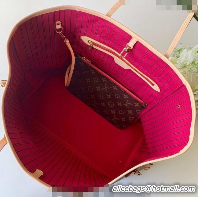 Top Grade Louis Vuitton Classic Neverfull GM Tote Bag M41180 Monogram Canvas/Fuchsia Pink 2024