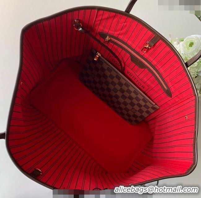 Shop Grade Louis Vuitton Classic Neverfull GM Tote Bag N41357 Damier Ebene Canvas/Red 2024