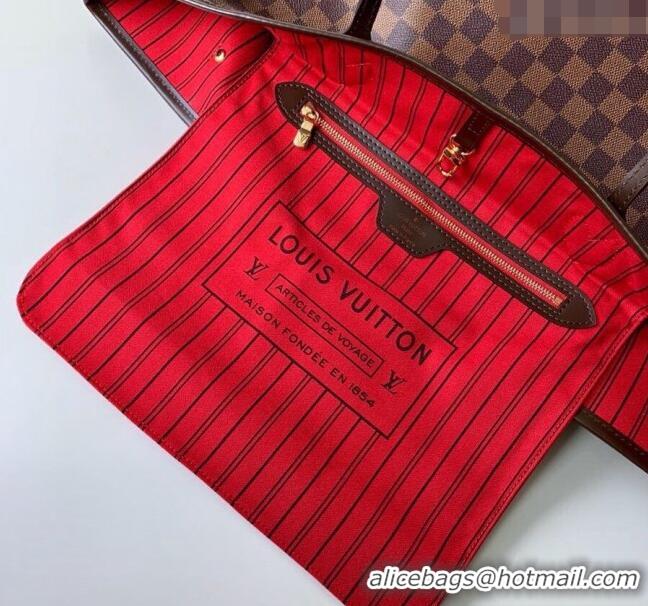 Shop Grade Louis Vuitton Classic Neverfull GM Tote Bag N41357 Damier Ebene Canvas/Red 2024