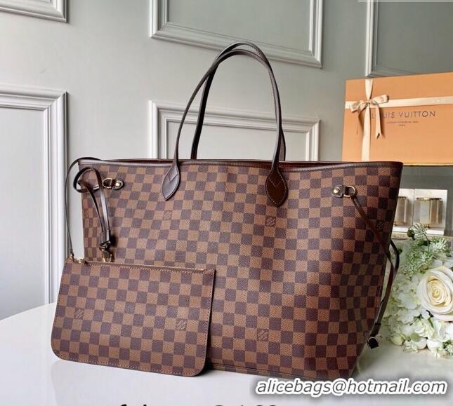 Shop Grade Louis Vuitton Classic Neverfull GM Tote Bag N41357 Damier Ebene Canvas/Red 2024