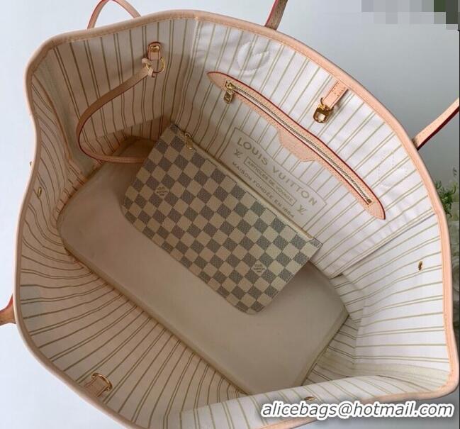 Discount Louis Vuitton Classic Neverfull GM Tote Bag N41360 Damier Azur Canvas/White 2024