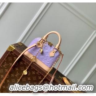 Top Grade Louis Vuitton Nano Alma Bag in Glossy Lilac Purple Monogram Vernis Leather M82974 2024