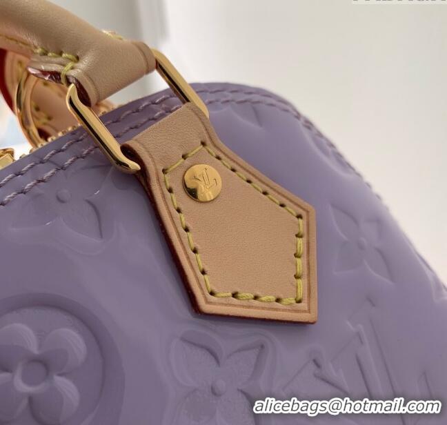 Top Grade Louis Vuitton Nano Alma Bag in Glossy Lilac Purple Monogram Vernis Leather M82974 2024