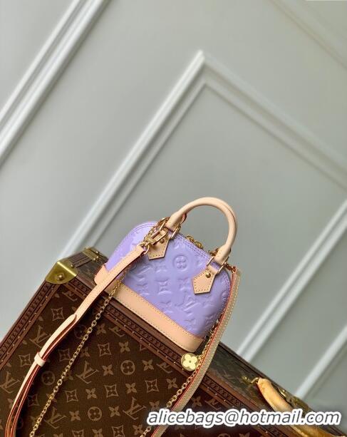 Top Grade Louis Vuitton Nano Alma Bag in Glossy Lilac Purple Monogram Vernis Leather M82974 2024