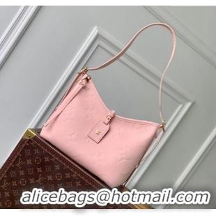 Well Crafted Louis Vuitton CarryAll PM Hobo Bag in Opale Pink Monogram Leather M46288 2024