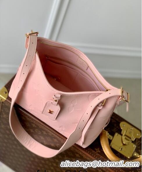 Well Crafted Louis Vuitton CarryAll PM Hobo Bag in Opale Pink Monogram Leather M46288 2024