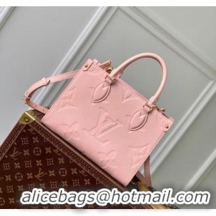 Top Design Louis Vuitton Onthego PM Tote Bag in Opal Pink Monogram Empreinte Leather M47135 2024