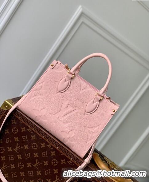 Top Design Louis Vuitton Onthego PM Tote Bag in Opal Pink Monogram Empreinte Leather M47135 2024