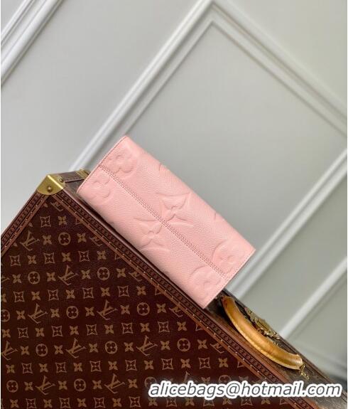 Top Design Louis Vuitton Onthego PM Tote Bag in Opal Pink Monogram Empreinte Leather M47135 2024