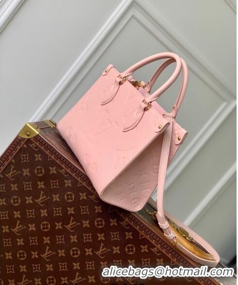 Top Design Louis Vuitton Onthego PM Tote Bag in Opal Pink Monogram Empreinte Leather M47135 2024