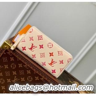 Affordable Price Louis Vuitton Zippy Wallet in Sunrise Aquarelle Monogram Empreinte Leather M83505 Cream White 2024