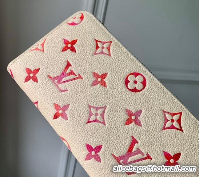 Affordable Price Louis Vuitton Zippy Wallet in Sunrise Aquarelle Monogram Empreinte Leather M83505 Cream White 2024