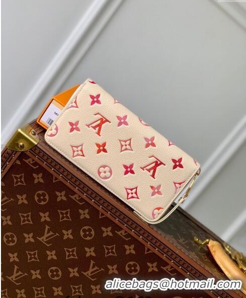 Affordable Price Louis Vuitton Zippy Wallet in Sunrise Aquarelle Monogram Empreinte Leather M83505 Cream White 2024