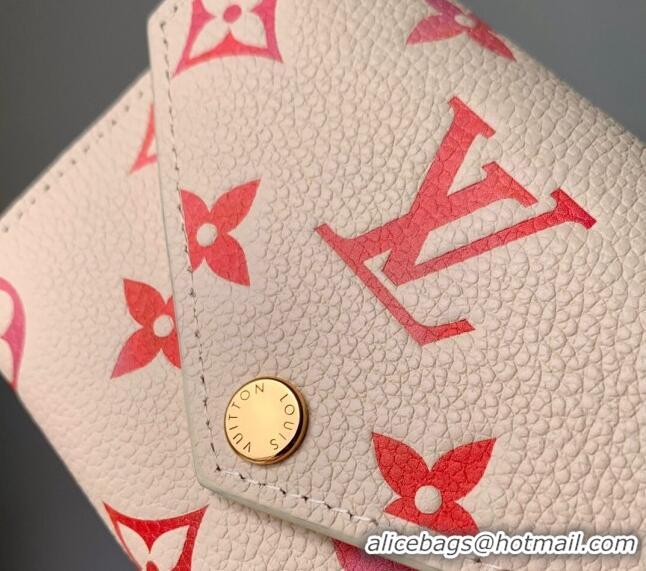 Famous Brand Louis Vuitton Victorine Wallet in Sunrise Aquarelle Monogram Empreinte Leather M83507 Cream White 2024