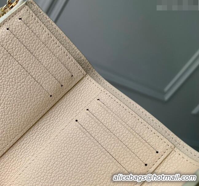 Famous Brand Louis Vuitton Victorine Wallet in Sunrise Aquarelle Monogram Empreinte Leather M83507 Cream White 2024