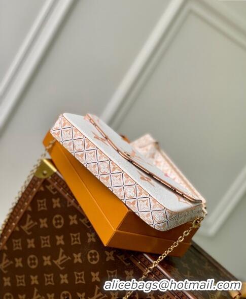 New Design Louis Vuitton Félicie Pochette Mini bag in Monogram Canvas White/Orange/Pink M82520 2024