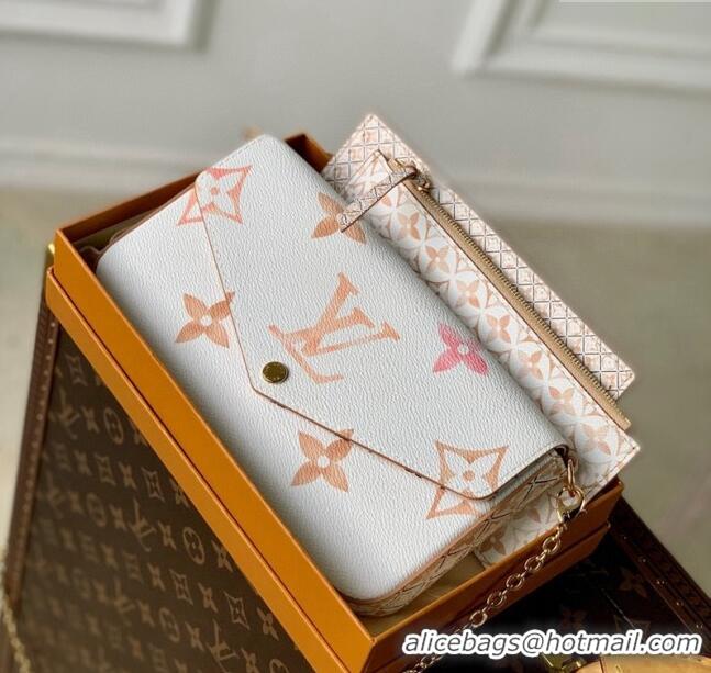 New Design Louis Vuitton Félicie Pochette Mini bag in Monogram Canvas White/Orange/Pink M82520 2024