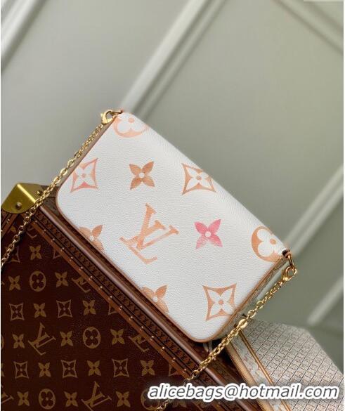 New Design Louis Vuitton Félicie Pochette Mini bag in Monogram Canvas White/Orange/Pink M82520 2024