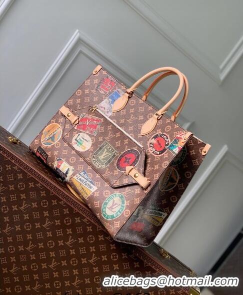 Promotional Louis Vuitton OnTheGo Voyage Tote bag in Monogram Canvas with Vintage Hotel Labels M47147 2024