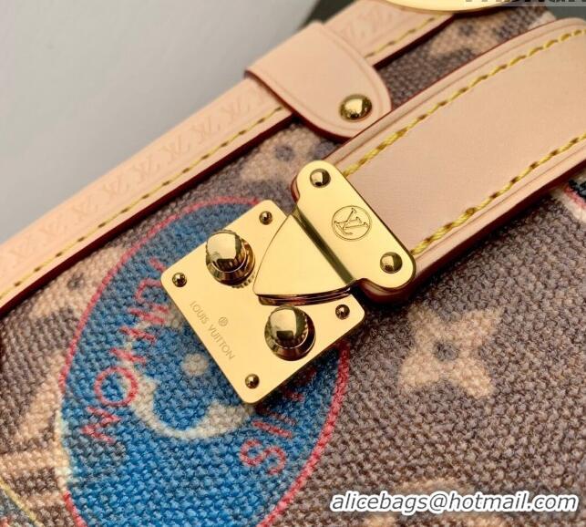 Top Grade Louis Vuitton Side Trunk MM bag in Monogram Canvas with Vintage Hotel Labels M47085 2024