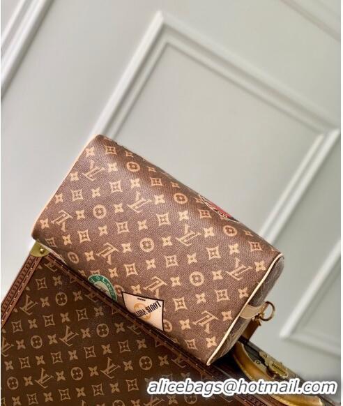 Top Grade Louis Vuitton Speedy Bandoulière 30 bag in Monogram Canvas with Vintage Hotel Labels M47087 2024