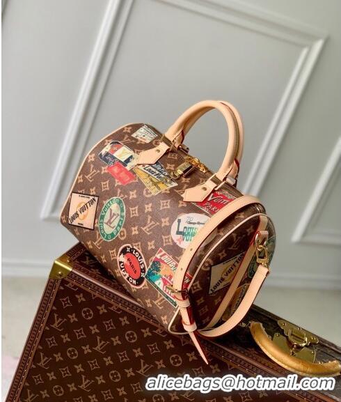 Top Grade Louis Vuitton Speedy Bandoulière 30 bag in Monogram Canvas with Vintage Hotel Labels M47087 2024