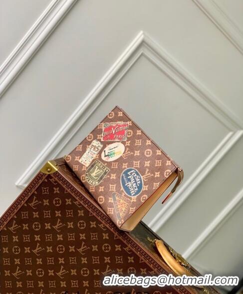 Top Quality Louis Vuitton Toilet Pouch in Monogram Canvas with Vintage Hotel Labels M83487 2024