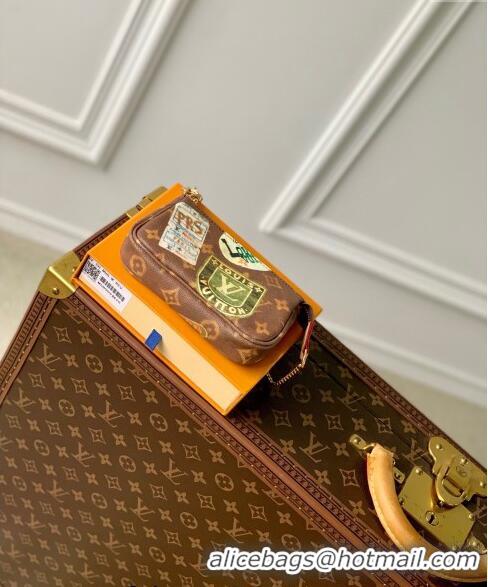 Best Price Louis Vuitton Mini Pochette Accessoires bag in Monogram Canvas with Vintage Hotel Labels M58009 2024