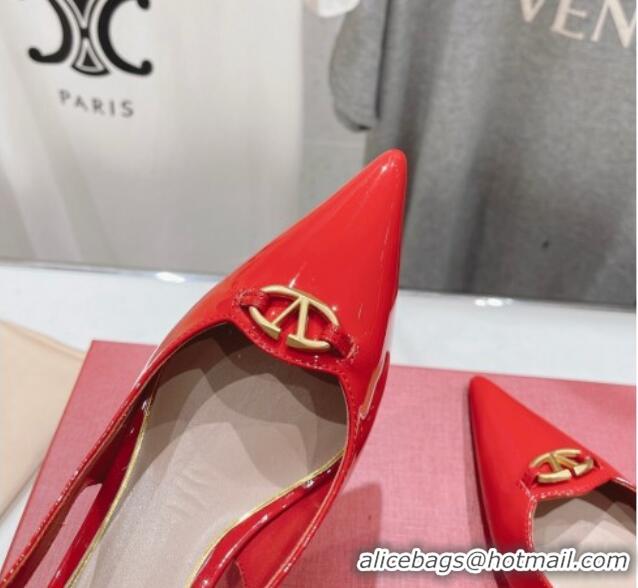 Fashion Valentino The Bold Edition VLogo Patent Calfskin Slingback Pumps 6cm Red 429173