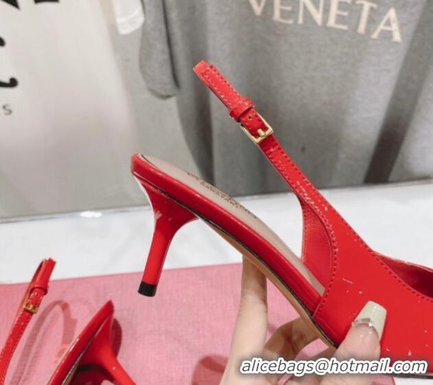 Fashion Valentino The Bold Edition VLogo Patent Calfskin Slingback Pumps 6cm Red 429173