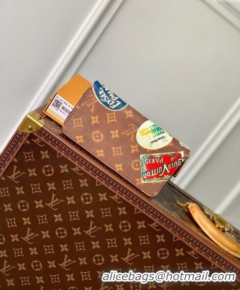 Famous Brand Louis Vuitton Zippy Wallet in Monogram Canvas with Vintage Hotel Labels M60017 2024