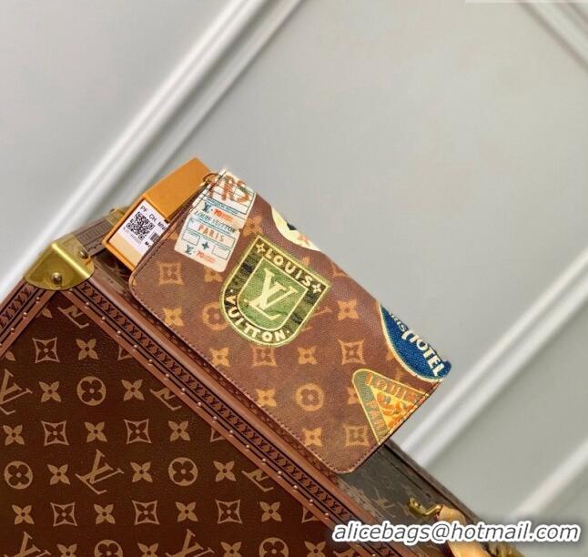 Famous Brand Louis Vuitton Zippy Wallet in Monogram Canvas with Vintage Hotel Labels M60017 2024