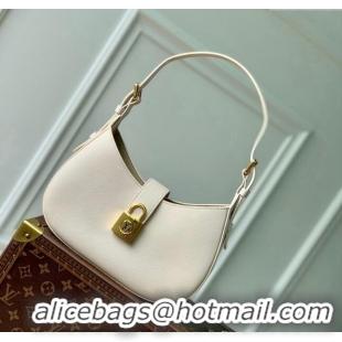 Good Product Louis Vuitton Low Key Shoulder Bag in Grained Calfskin M24990 Quartz White 2024