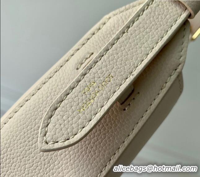 Good Product Louis Vuitton Low Key Shoulder Bag in Grained Calfskin M24990 Quartz White 2024