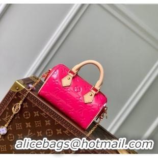 Pretty Style Louis Vuitton Nano Speedy Mini Bag in Monogram Vernis Leather M83273 Dark Pink 2024