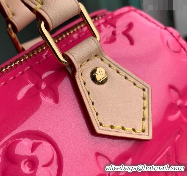 Pretty Style Louis Vuitton Nano Speedy Mini Bag in Monogram Vernis Leather M83273 Dark Pink 2024