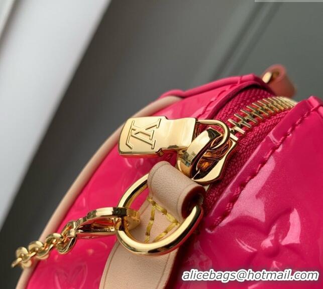 Pretty Style Louis Vuitton Nano Speedy Mini Bag in Monogram Vernis Leather M83273 Dark Pink 2024