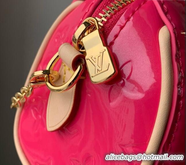 Pretty Style Louis Vuitton Nano Speedy Mini Bag in Monogram Vernis Leather M83273 Dark Pink 2024