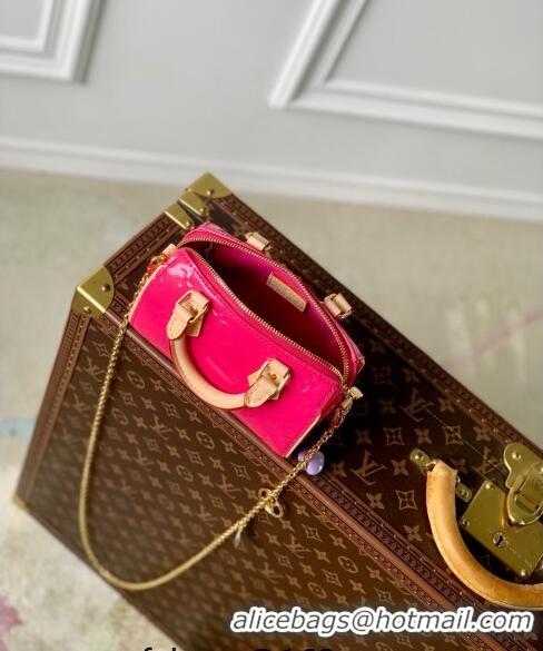 Pretty Style Louis Vuitton Nano Speedy Mini Bag in Monogram Vernis Leather M83273 Dark Pink 2024