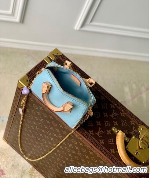 Spot Bulk Louis Vuitton Nano Speedy Mini Bag in Monogram Vernis Leather M83000 Sky Blue 2024