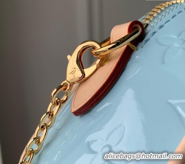 Spot Bulk Louis Vuitton Nano Speedy Mini Bag in Monogram Vernis Leather M83000 Sky Blue 2024