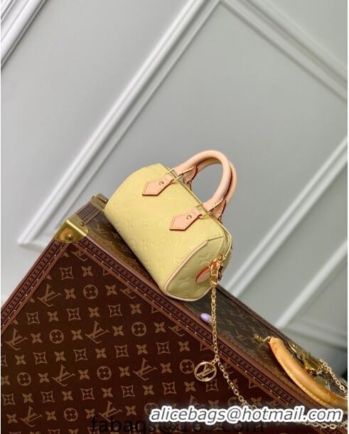 Pretty Style Louis Vuitton Nano Speedy Mini Bag in Monogram Vernis Leather M83000 Yellow 2024