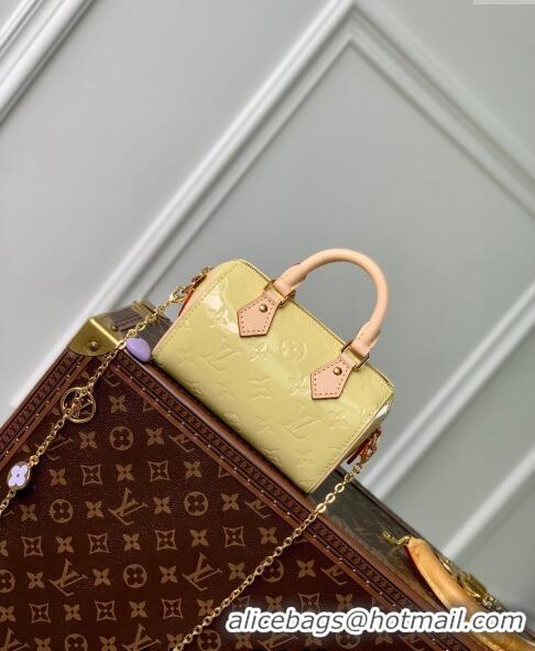 Pretty Style Louis Vuitton Nano Speedy Mini Bag in Monogram Vernis Leather M83000 Yellow 2024