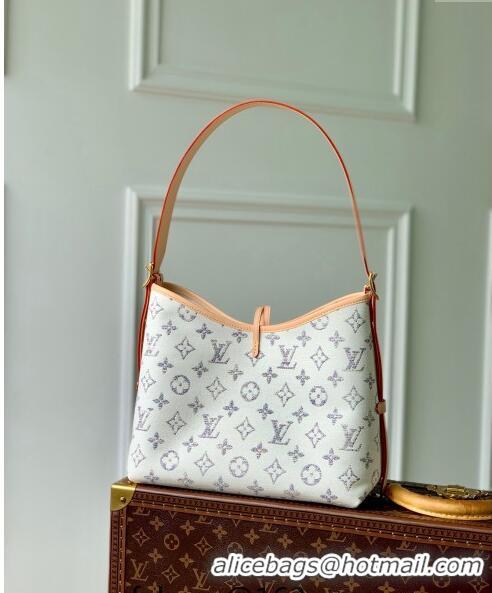 Famous Brand Louis Vuitton CarryAll PM Hobo bag in Multicolor Beige Monogram Jacquard Fabric M24707 2024