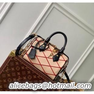 Grade Design Louis Vuitton Speedy Bandouliere 20 Bag in Quilted Lambskin M24261 Beige/Red 2024