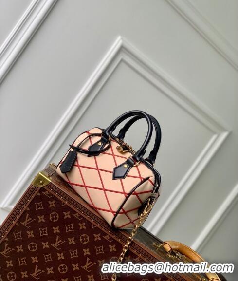 Grade Design Louis Vuitton Speedy Bandouliere 20 Bag in Quilted Lambskin M24261 Beige/Red 2024