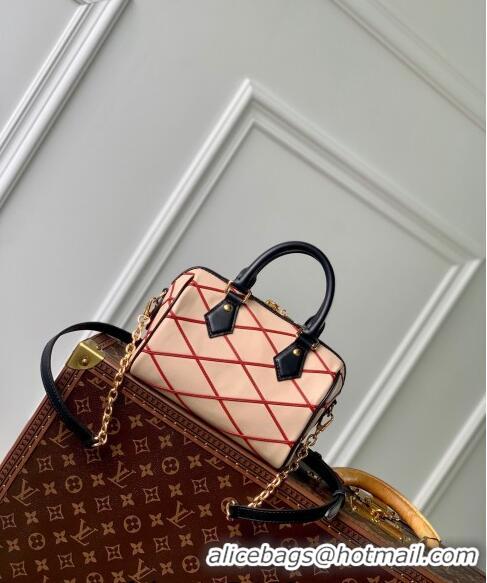 Grade Design Louis Vuitton Speedy Bandouliere 20 Bag in Quilted Lambskin M24261 Beige/Red 2024