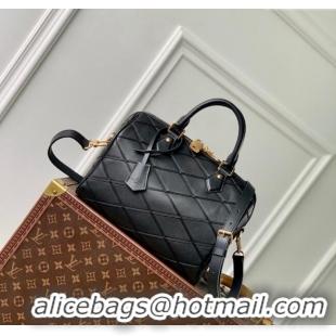 Top Quality Louis Vuitton Speedy Bandouliere 25 Bag in Quilted Lambskin M24206 Black 2024