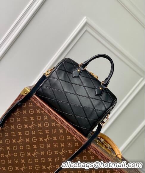 Top Quality Louis Vuitton Speedy Bandouliere 25 Bag in Quilted Lambskin M24206 Black 2024