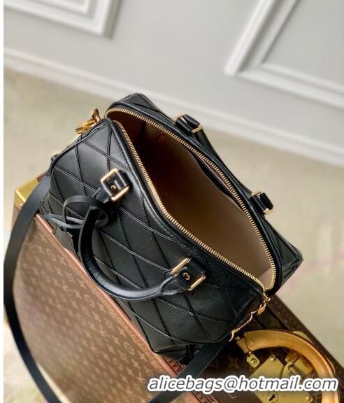 Top Quality Louis Vuitton Speedy Bandouliere 25 Bag in Quilted Lambskin M24206 Black 2024